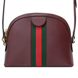 Gucci Shoulder Stripe Ophidia Bordeaux Web Bag Leather Purple